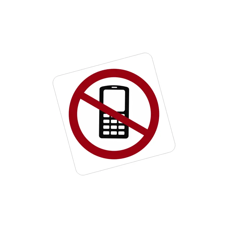 Interzis telefoane, autocolant, dimensiune 90x90 mm, model 039
